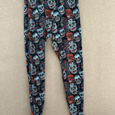 Runway Ready Couture Leggings Womens 1X Soft Halloween Holiday Skull Skeleton