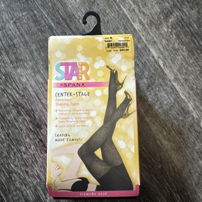 Spanx Star Power Black Center Stage Patterned Shaping Tights Size B New in Box