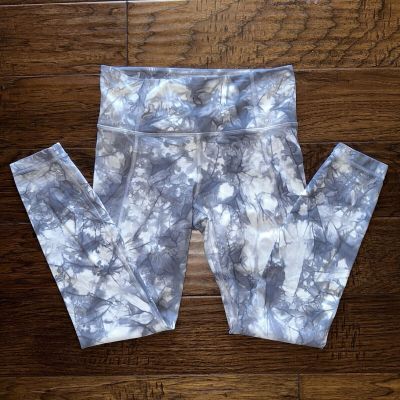 Athleta Gray White Tie Dye Powervita Salutation 7/8 Leggings Size Small