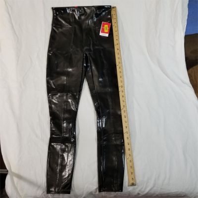 NWT SPANX FAUX LEATHER LEGGINGS MOTO SHINEY BLACK SMALL