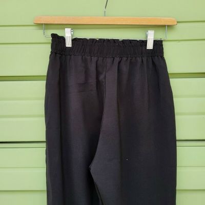 NWD ZARA BLACK WOMAN Elastic Tie Waist Draped Ankle Trousers Pants Size S #1148