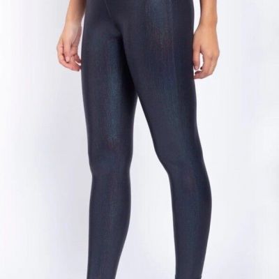 Mono B Black Foil Iridescent Leggings Curvy Womens Ladies Small MINT