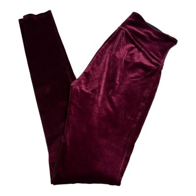 SPANX Velvet Leggings Women's S Shiny Red Velour Stretch Shaping Pants