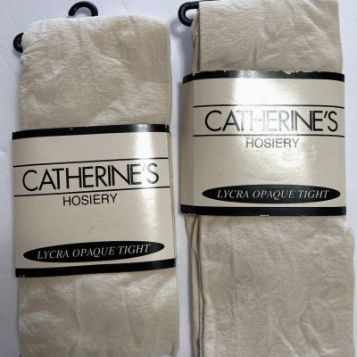 2 Catherines Opaque Tights  Color  LINEN Size 5X-6X