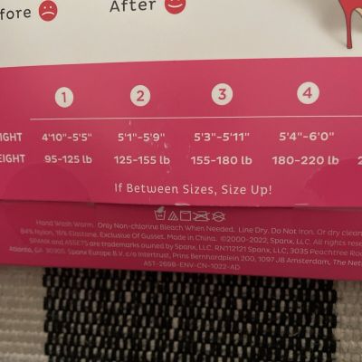 Assets Spanx Shaping Sheers Pantyhose Built-In Shaper Short Size 2 Black NEW