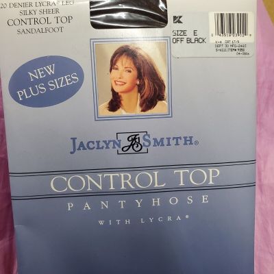 Vintage Jaclyn Smith Off Black Plus Size E Control Top Pantyhose Nylon Stockings