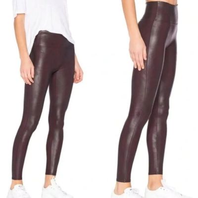 SPANX Faux Leather Eggplant/Purple Leggings  Sz M  #2437 #14