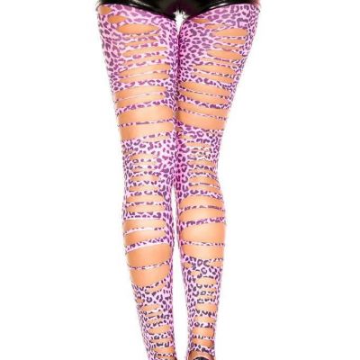 sexy MUSIC LEGS tattered TORN net LEOPARD print FOOTLESS tights LEGGINS nylons