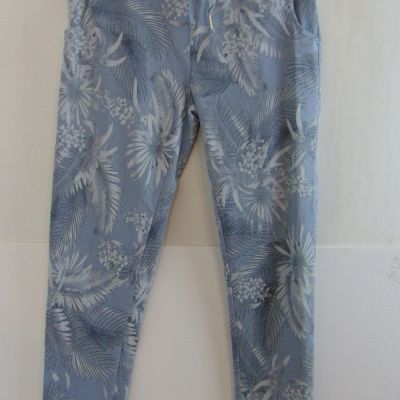 Sunny Studio Paris Designer Floral Pull-on Leggings Sz S (8-10) Gray Draw Cord