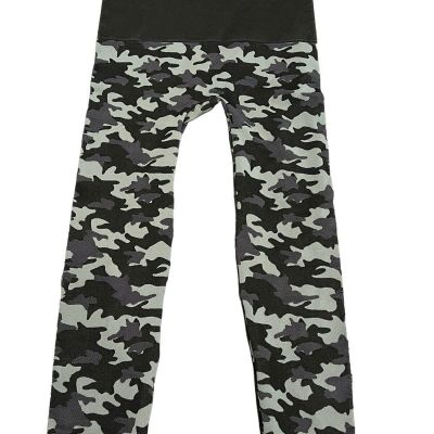 Womens Preggo Leggings Snapback Postpartum Cropped Leggings Size L/XL Black Camo