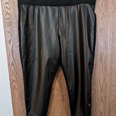 Torrid Plus Size 3x Leggings Black Faux Leather On Front