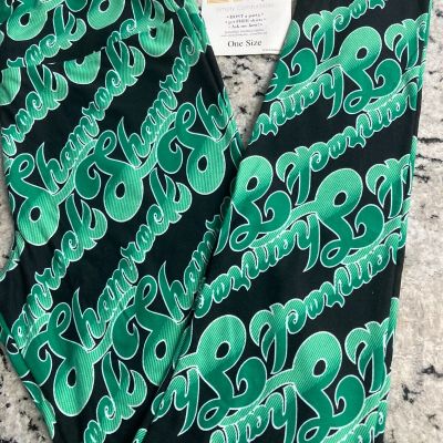 LLR One size St. Patrick's Day Collection Black w/ Shamrock written in Cursive