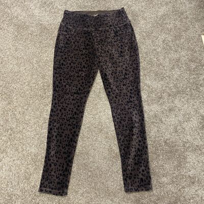 Suave Tummy Control Corduroy Leggings Animal Print Brown Small Pockets Cougar