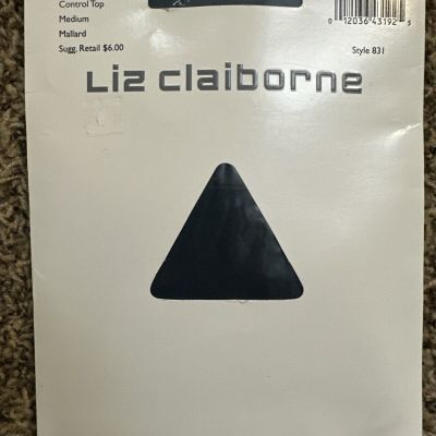 Liz Claiborne Silky Opaque Control Top Pantyhose Mallard Med. Style 831 VTG New