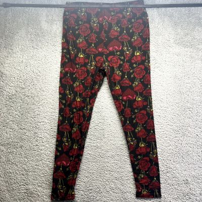 LuLaRoe TC2 Tall and Curvy 2 Roses and Hearts Black Red Pattern