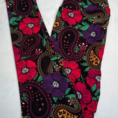 NEW LuLaRoe OS Leggings BROWN BLACK RED MAGENTA Paisley POPPY LEAVES Flower Dot