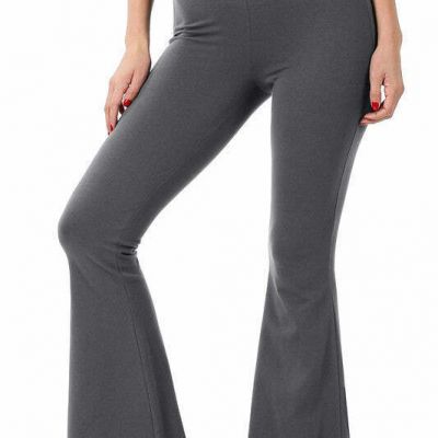 ZENANA Raw Edge Hem Flare Yoga Pants Workout Gym Pull on Casual