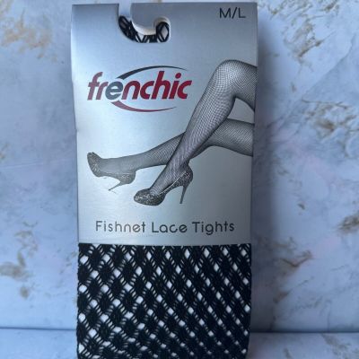 Frenchic Fishnet Lace Tights - Diamond Pattern - Black - M/L