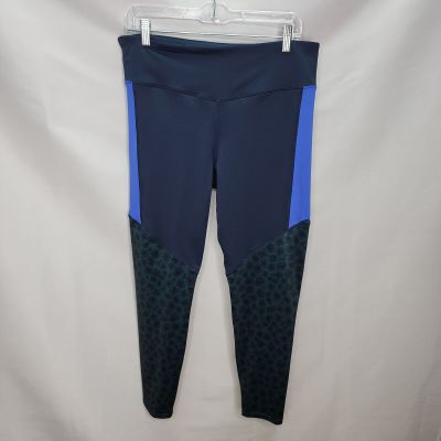 JoyLab Navy Blue With Green Leopard Print Athletic Workout Gym Leggings Size XL