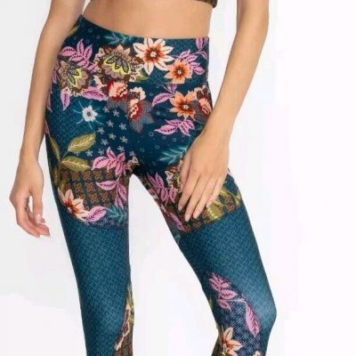 NWT $210 Johnny Was Delfino Bee Active Floral Seamed Leggings High Rise XS 24 26