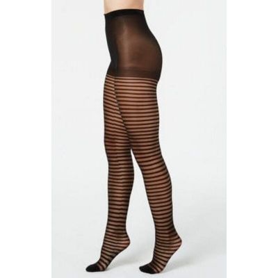 INC International Concepts Ladies Black Mini Stripe Tights, Size XS/S, NWT