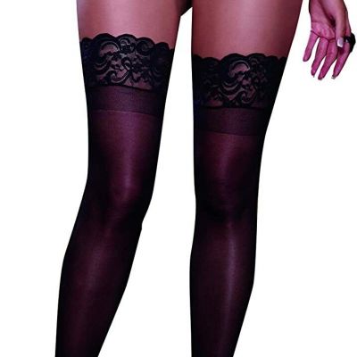 Dreamgirl Women's Silicone Lace Top Thigh-High Stockings