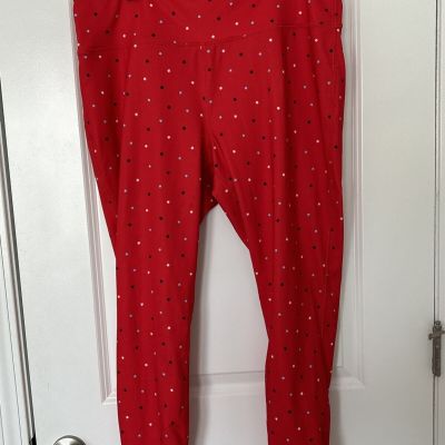 Crown Ivy Sz 2X Red Leggings Stars Waist Pocket