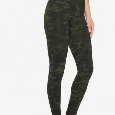 Spanx Seamless Leggings Green Camo Print Women's Large