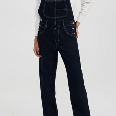 Free People Women's Ziggy Denim Overalls, Blue Black,size Large.New