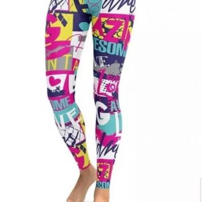 Womens NEW FiercePulse cool slogan Graffiti  Yoga Leggings XS New ???????????