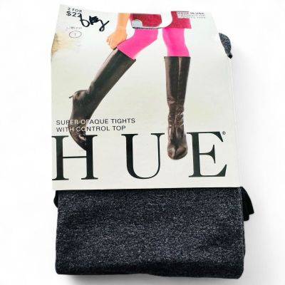 Hue Womens Super Opaque Tights 1 Pair | Size 1 Graphite Heather Gray NEW