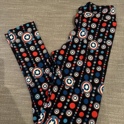 Lularoe Leggings Tween Patriotic Captain America Avengers Print Red White Blue