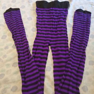 Black And Purple Striped Tights