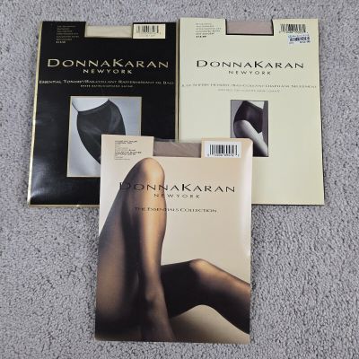 Donna Karen Pantyhose Tall Nude Beige Lot Of 3 Toners Sheer Satin Hosiery Contro