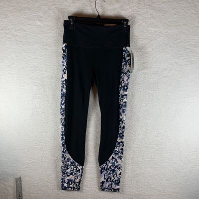 Gaiam Om High-Waisted 7/8 Leggings Women's Small Black Maeve Print Stretch 6884