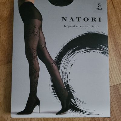 Natori NTS05438 Leopard Mix Sheer Tights Black Size S