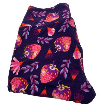 LuLaRoe OS Leggings strawberries on Purple ch-20