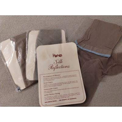 Hanes Pantyhose One Size 2 Smoky Grey & 1 Light  Grey Hosiery Silk Reflections