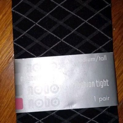 NOBO opaque TIGHTS Black  Gray Diamond NWT S  SMALL 5'1