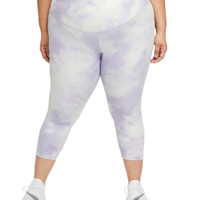 Nike Womens Plus Size One Icon Clash Crop Leggings Size:3X,Light Thistlewhite