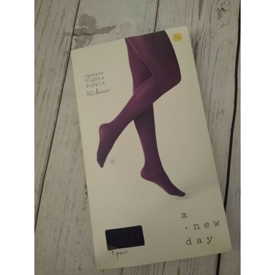 A New Day Opaque Tights Purple S/M 50 denier Hosiery