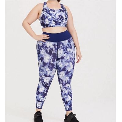 Torrid Women's Sz 1X Blue High Rise Leggings Tie Dye Crop Active Workout