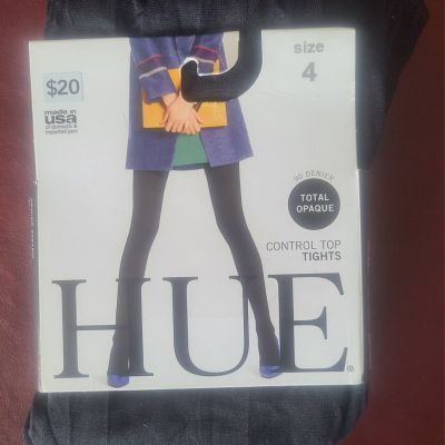 Hue Tights Womens Size 4 Black Total Opaque 90 Den Smooth Control Top