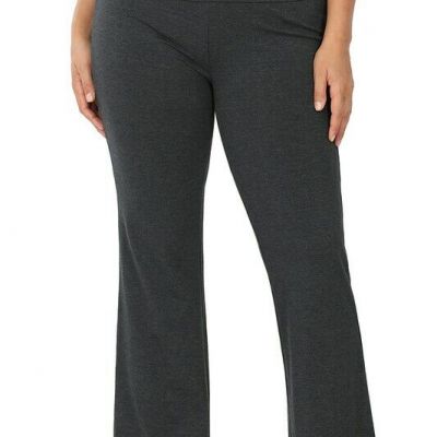 Zenana Plus Size Pants Fold Over Waist Flare Yoga Style  Lounge Charcoal 2X