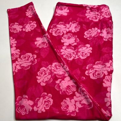 NEW LuLaRoe TC2 Leggings HOT PINK Flower Floral MODERN ROSE Romantic Fleck Line