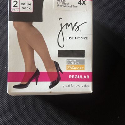 NEW 2 pair Pack Just My Size JMS Smooth Pantyhose Nylons Off Black Sz 4X