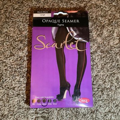 Scarlet by Silky opaque seamer tights, back seam, color black/black, size: L