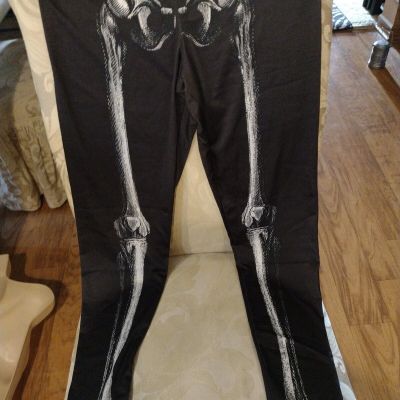 Sexy Skeleton Bones Cosplay Leggings Size Medium M S Stretch Pants GOTH Costume