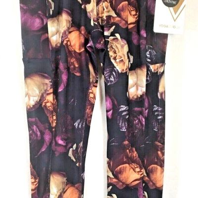 Yoga Smoga Bohemian Floral 7/8 Capri Leggings Size Women's Small Pockets NEW