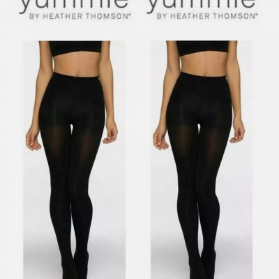 Yummie BY HEATHER THOMSON 2 PACK OPAQUE TIGHTS( BLACK,LARGE ) NWT